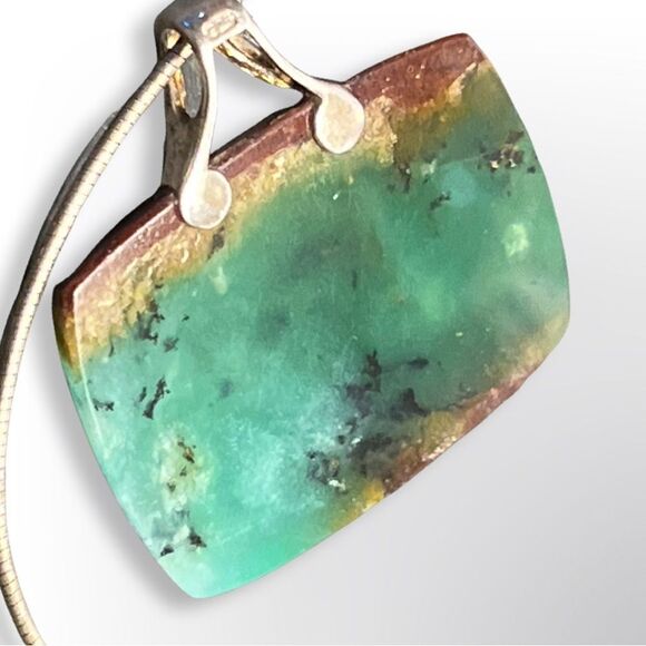 Natural Chrysoprase Sterling Silver Snake Chain Necklace - Picture 12 of 12